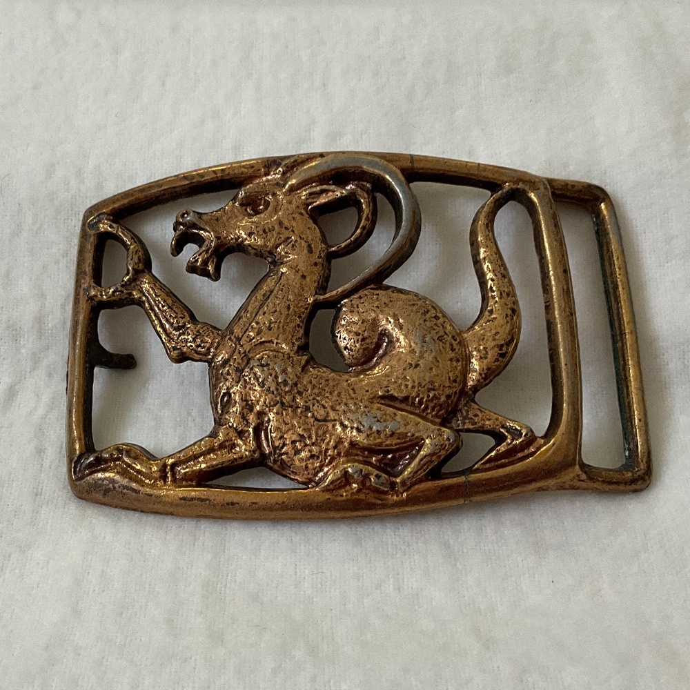 Vintage Brass Dragon Belt Buckle
